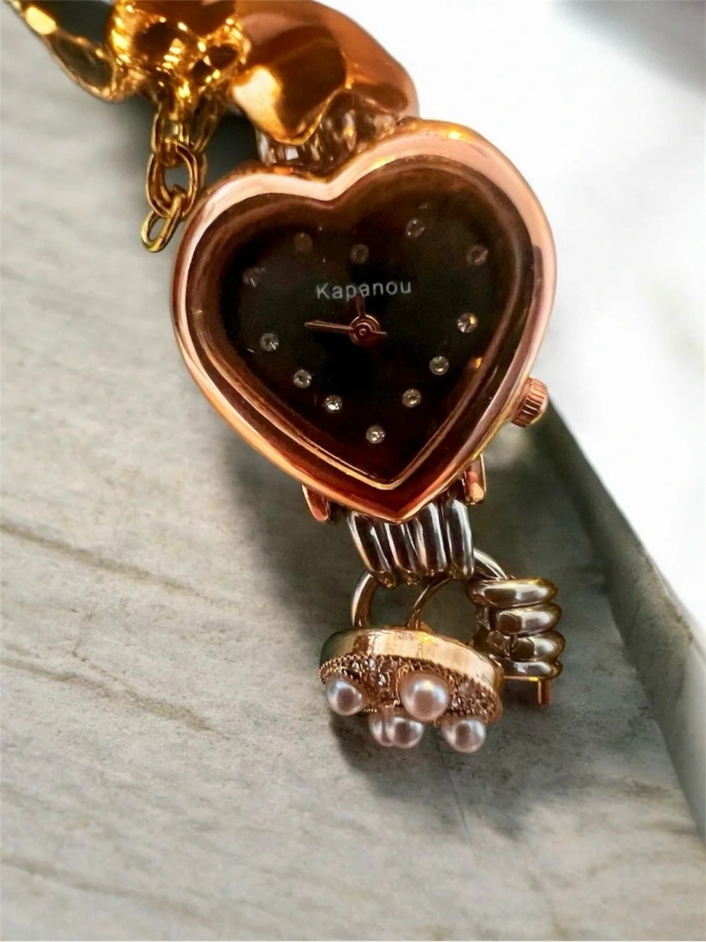 Gold&Silver Multi-Charm Choker w/ Gogoey/MRUIKA/Kapanou Watches, Crystals/Pearls - Picture 8 of 13